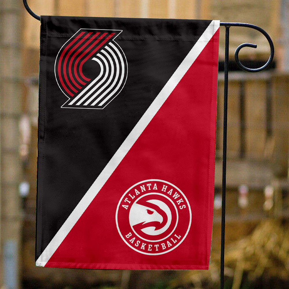Trail Blazers vs Hawks House Divided Flag, NBA House Divided Flag