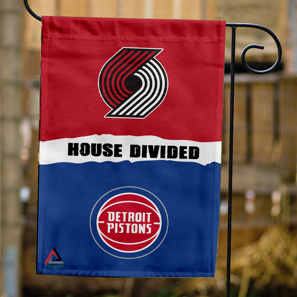 Trail Blazers vs Pistons House Divided Flag, NBA House Divided Flag