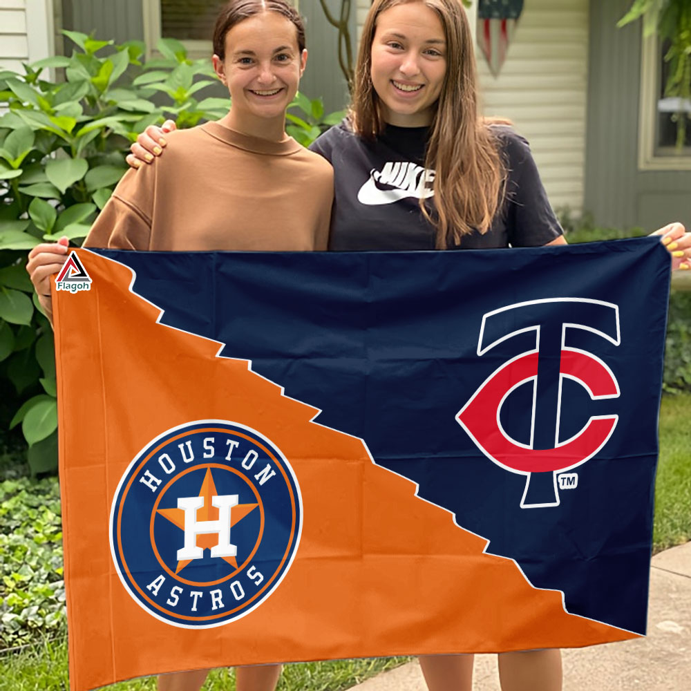 Twins vs Astros House Divided Flag, MLB House Divided Flag - Image 3