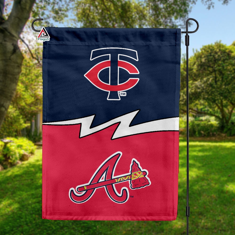 Twins vs Braves House Divided Flag, MLB House Divided Flag