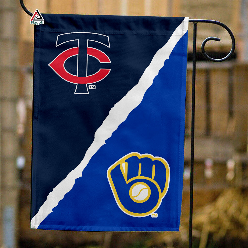 Twins vs Brewers House Divided Flag, MLB House Divided Flag