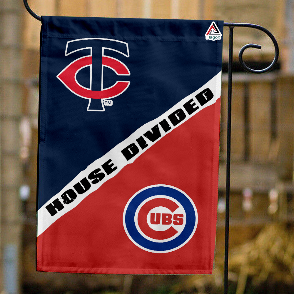 Twins vs Cubs House Divided Flag, MLB House Divided Flag