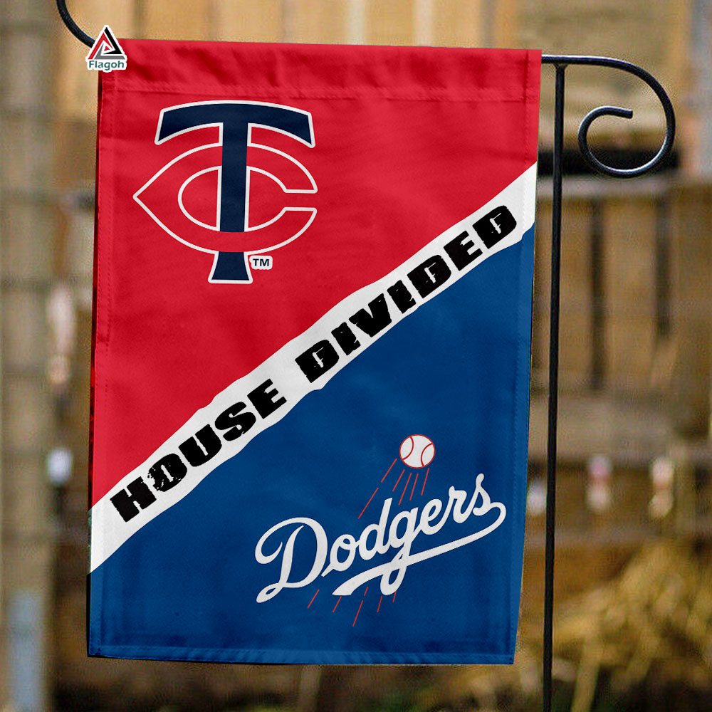 Twins vs Dodgers House Divided Flag, MLB House Divided Flag