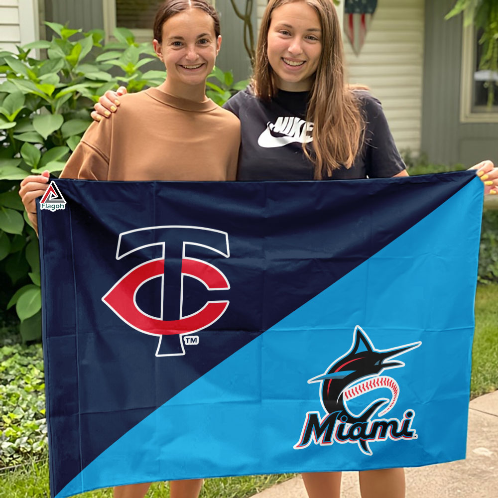 Twins vs Marlins House Divided Flag, MLB House Divided Flag - Image 3