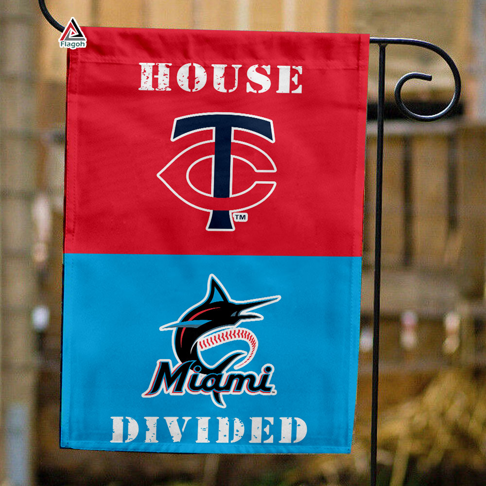 Twins vs Marlins House Divided Flag, MLB House Divided Flag