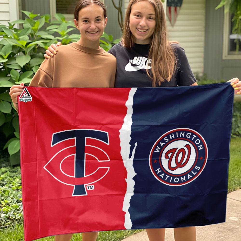 Twins vs Nationals House Divided Flag, MLB House Divided Flag - Image 4