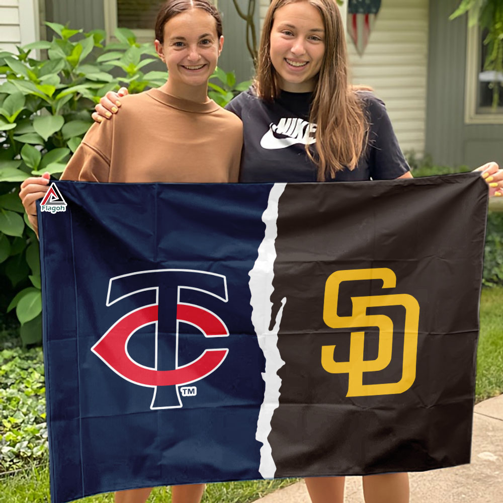 Twins vs Padres House Divided Flag, MLB House Divided Flag - Image 4