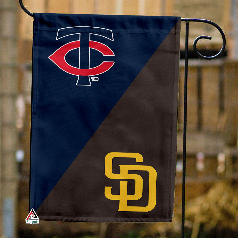 Twins vs Padres House Divided Flag, MLB House Divided Flag