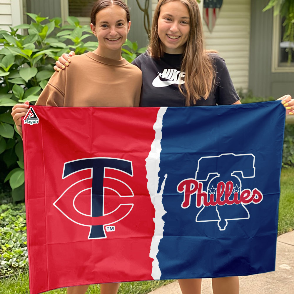 Twins vs Phillies House Divided Flag, MLB House Divided Flag - Image 3