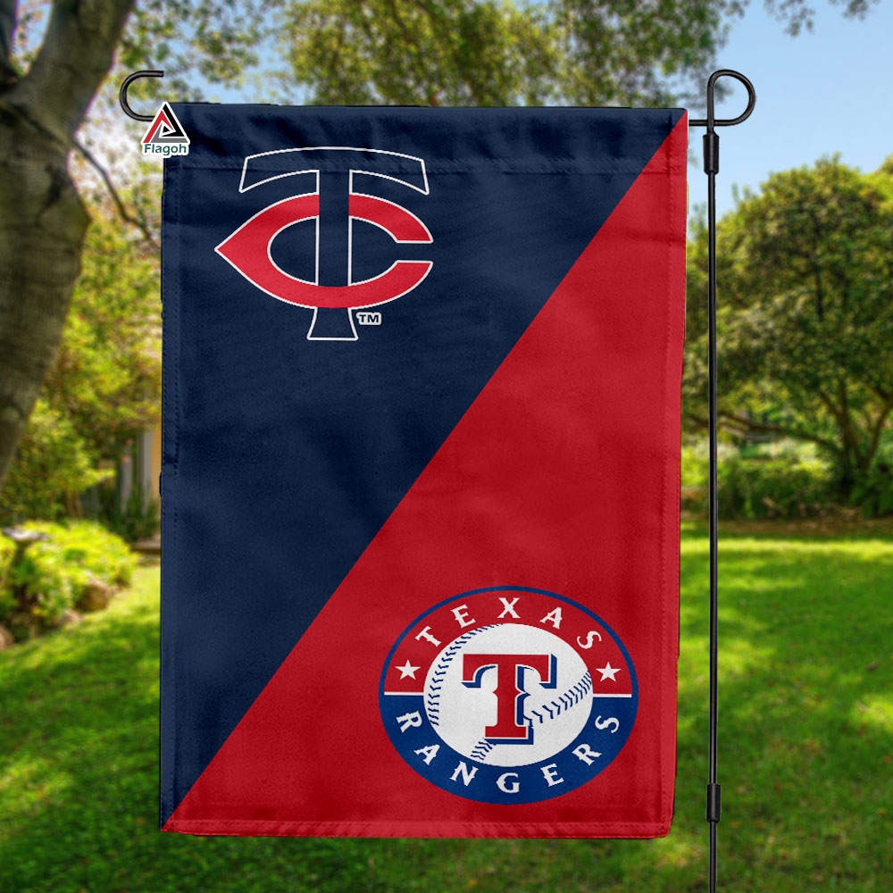 Twins vs Rangers House Divided Flag, MLB House Divided Flag