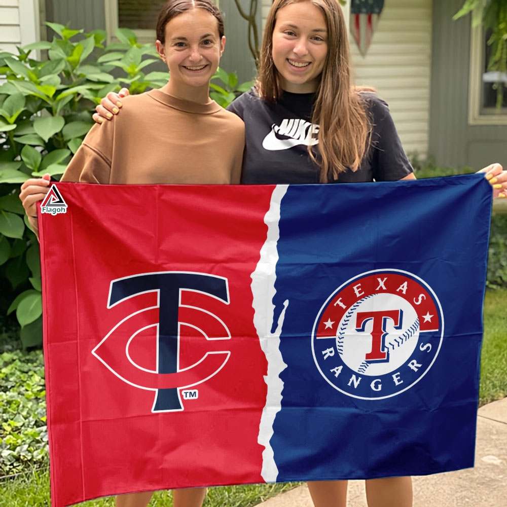 Twins vs Rangers House Divided Flag, MLB House Divided Flag - Image 4