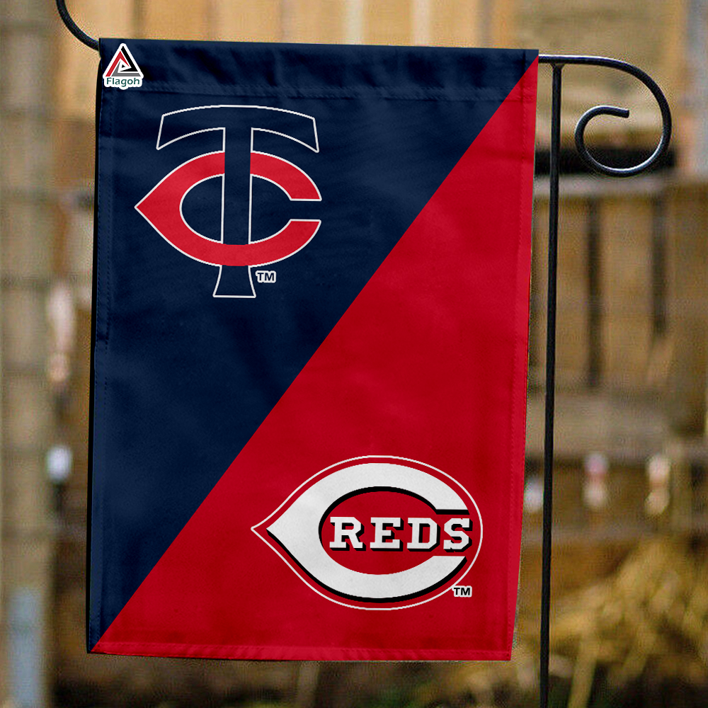 Twins vs Reds House Divided Flag, MLB House Divided Flag