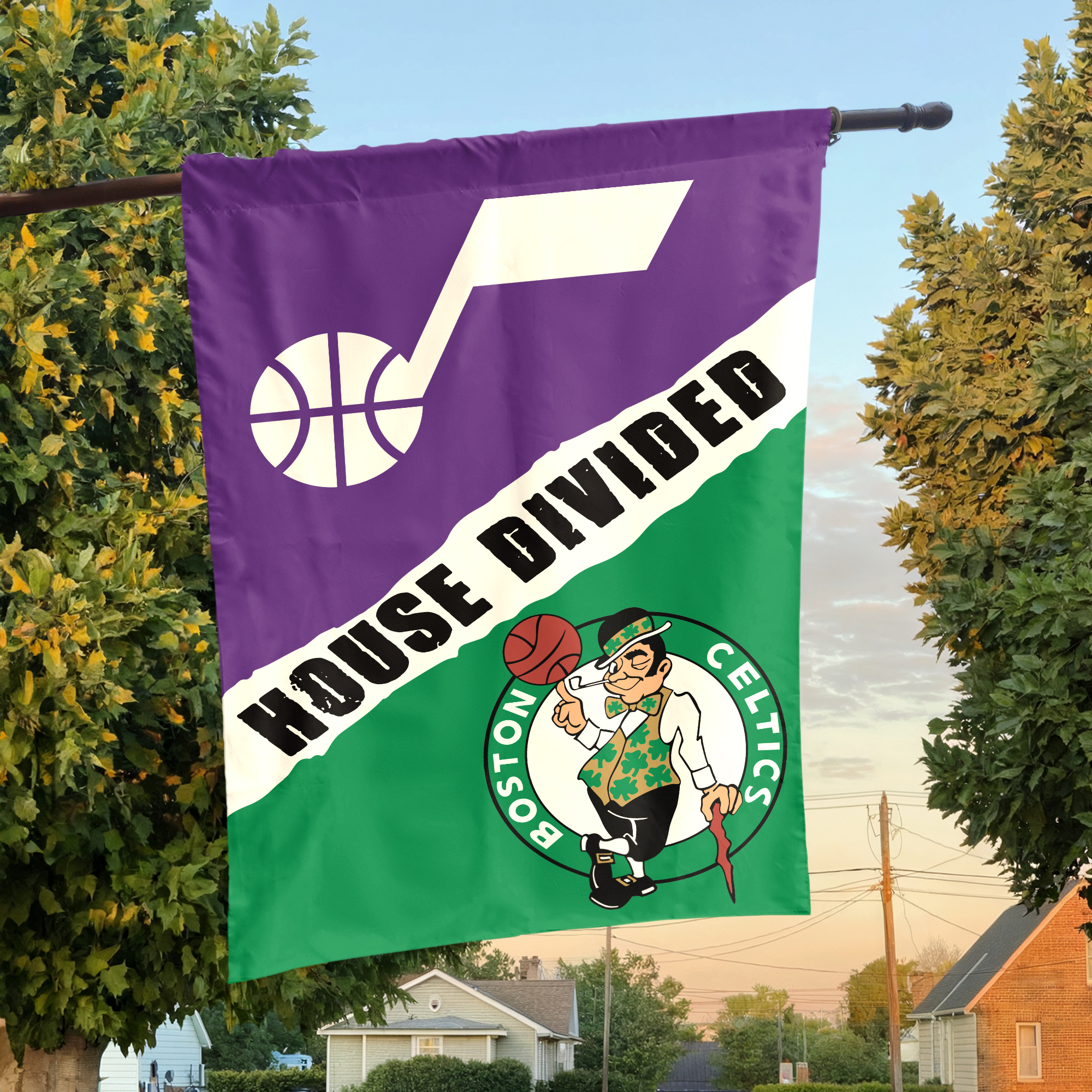 Utah vs Boston House Divided Flag, NBA House Divided Flag
