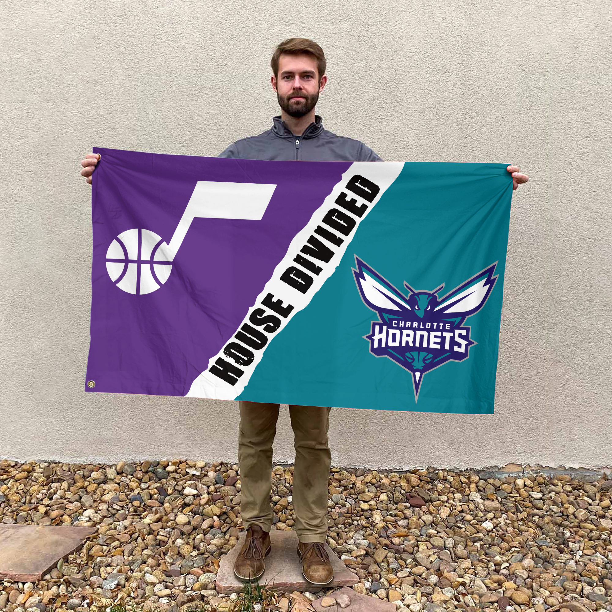 Utah vs Charlotte House Divided Flag, NBA House Divided Flag - Image 3