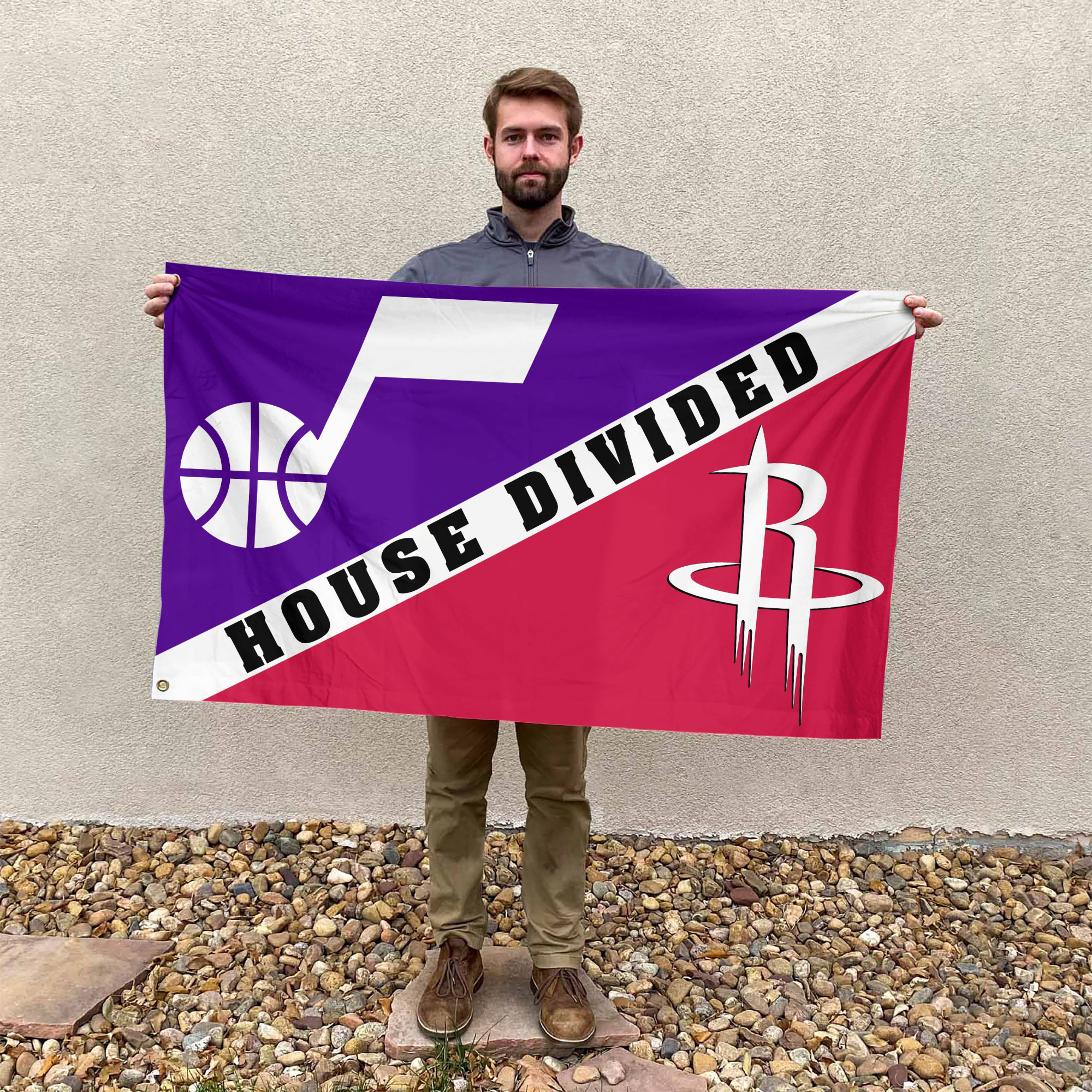 Utah vs Houston House Divided Flag, NBA House Divided Flag - Image 3