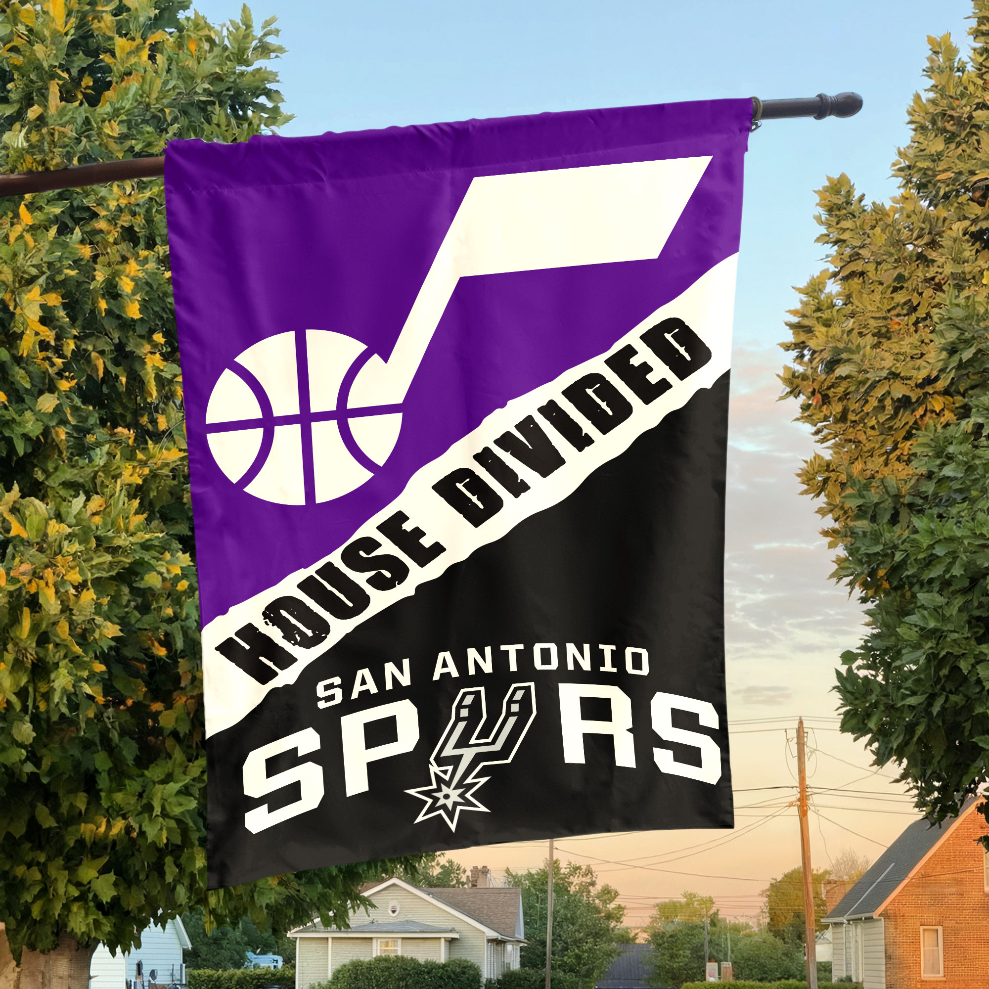 Utah vs San Antonio House Divided Flag, NBA House Divided Flag