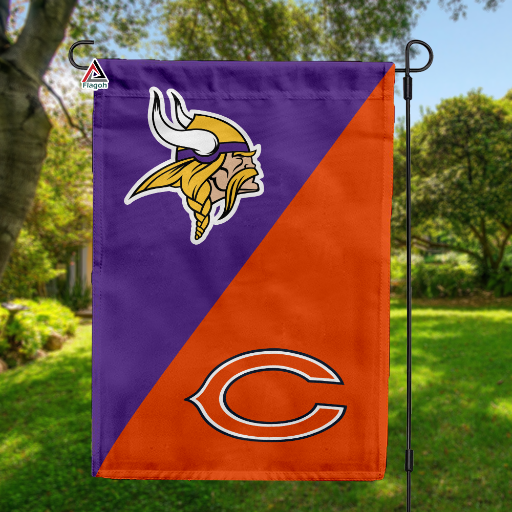 Vikings vs Bears House Divided Flag, NFL House Divided Flag