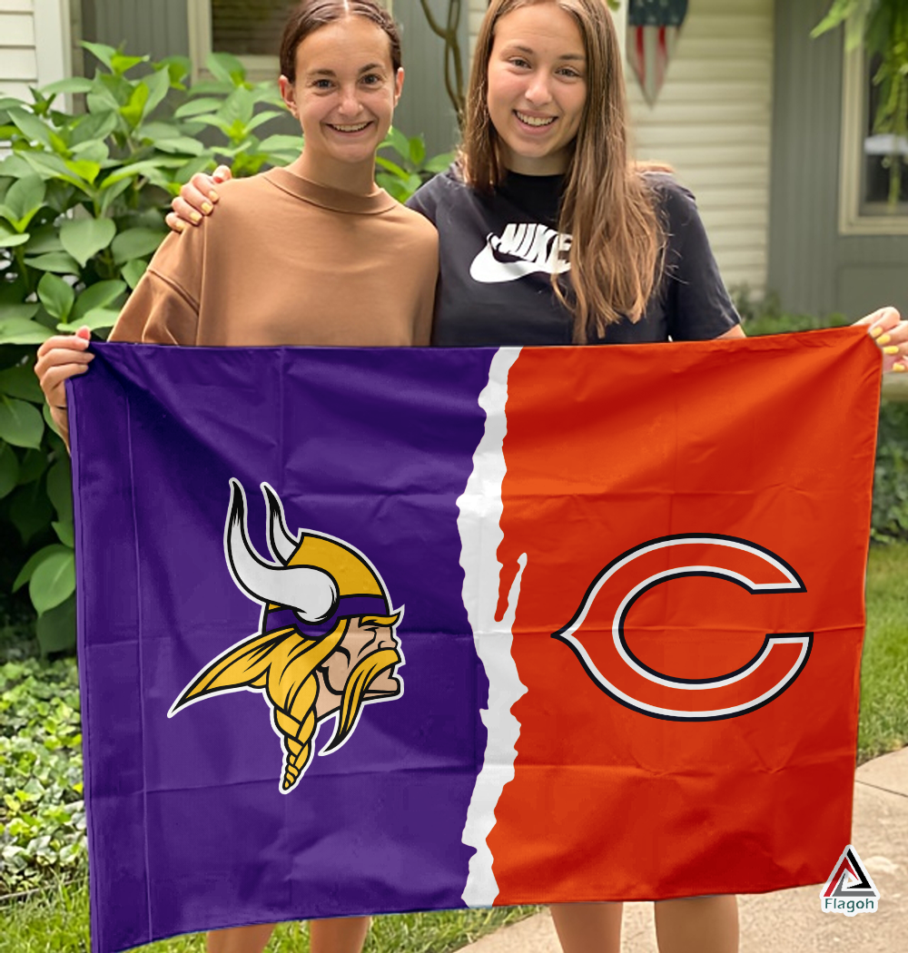 Vikings vs Bears House Divided Flag, NFL House Divided Flag - Image 3