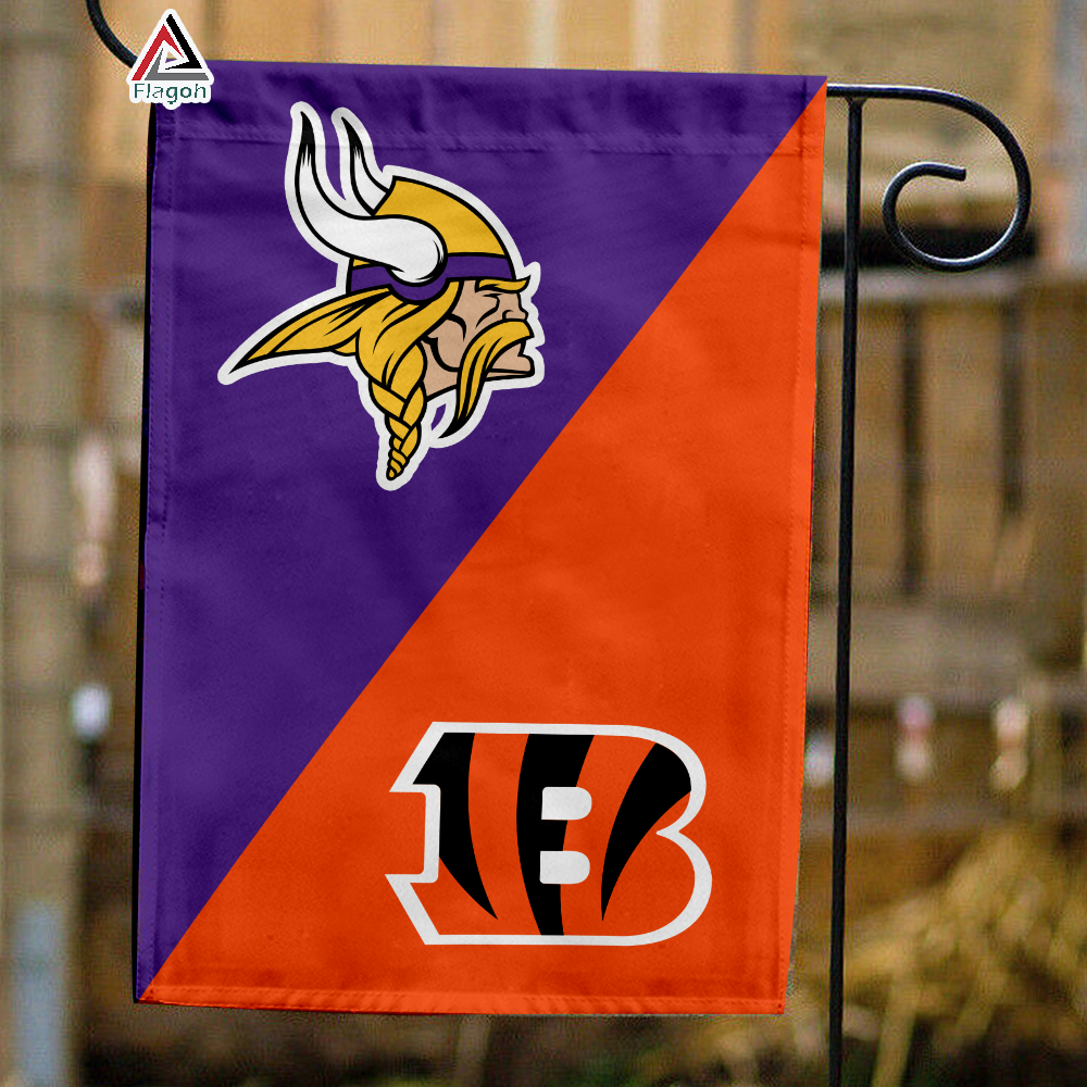Vikings vs Bengals House Divided Flag, NFL House Divided Flag