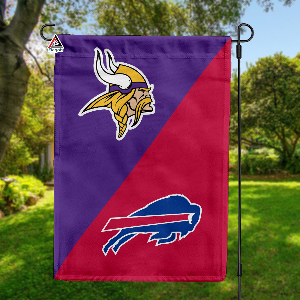 Vikings vs Bills House Divided Flag, NFL House Divided Flag