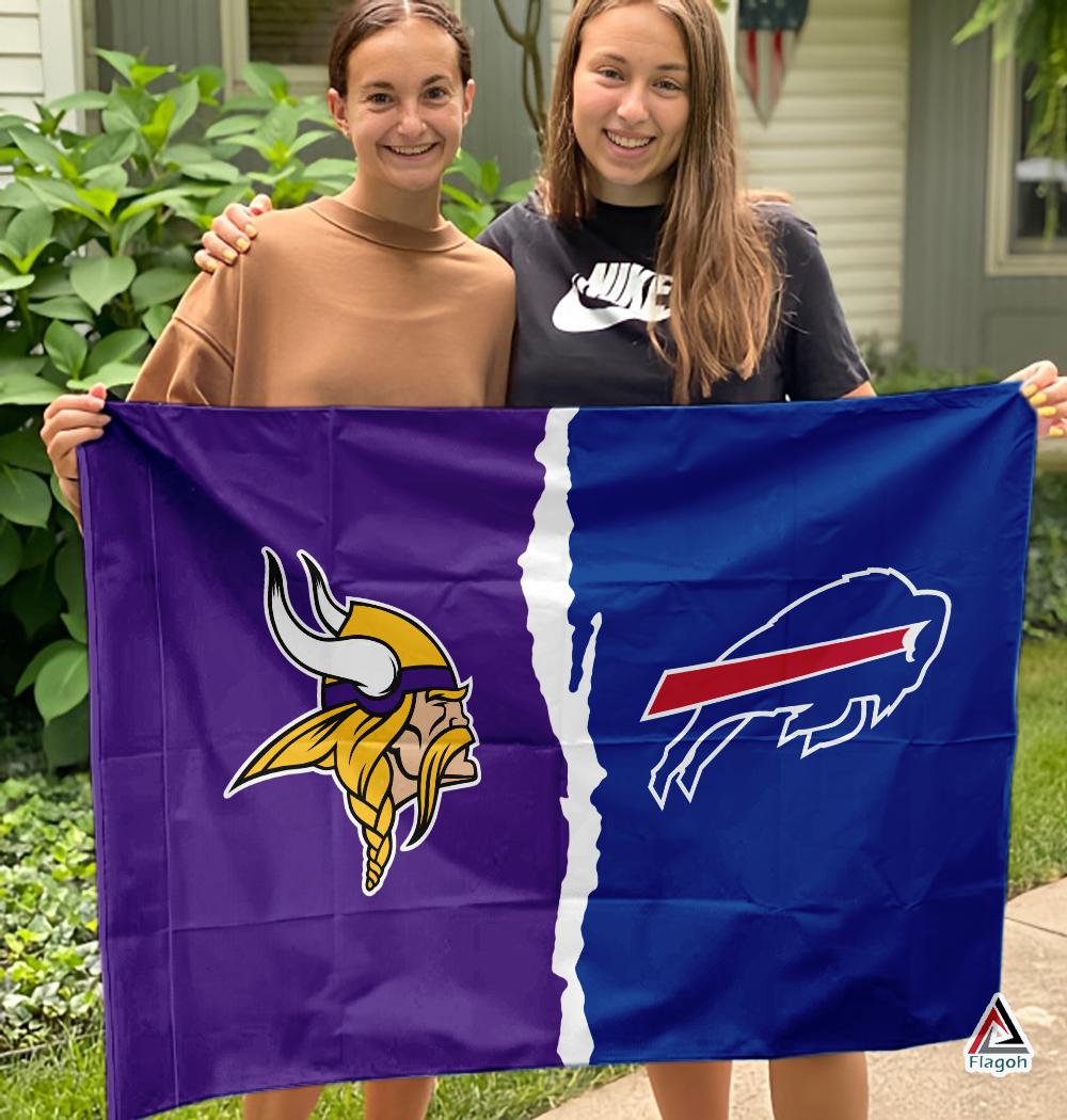 Vikings vs Bills House Divided Flag, NFL House Divided Flag - Image 3