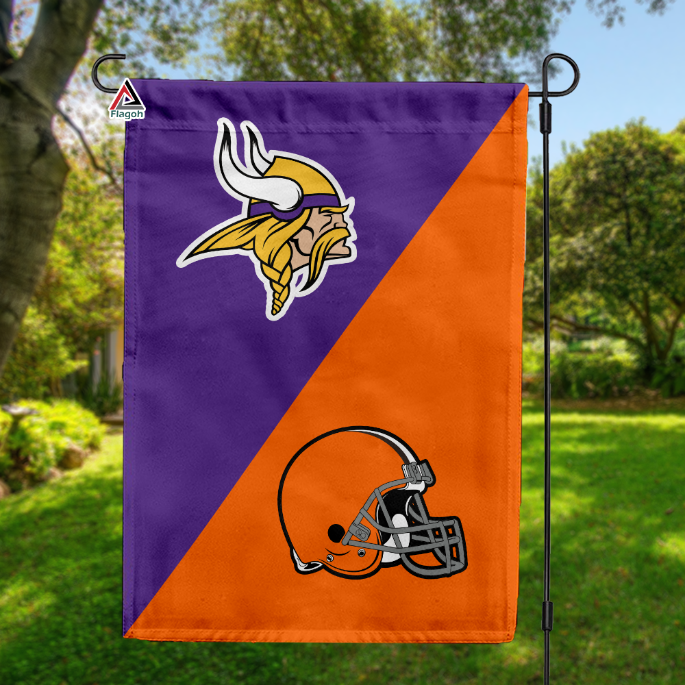 Vikings vs Browns House Divided Flag, NFL House Divided Flag