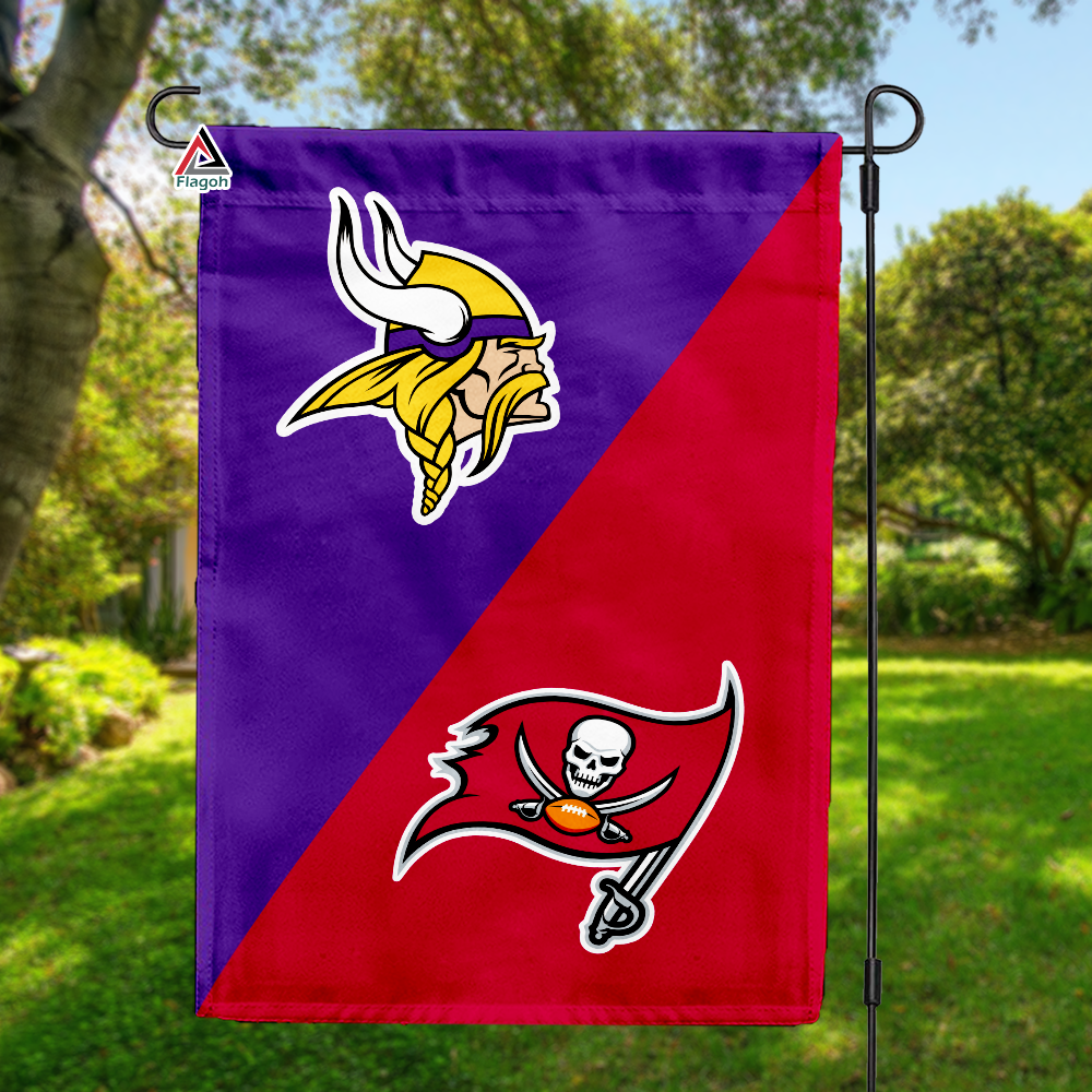 Vikings vs Buccaneers House Divided Flag, NFL House Divided Flag