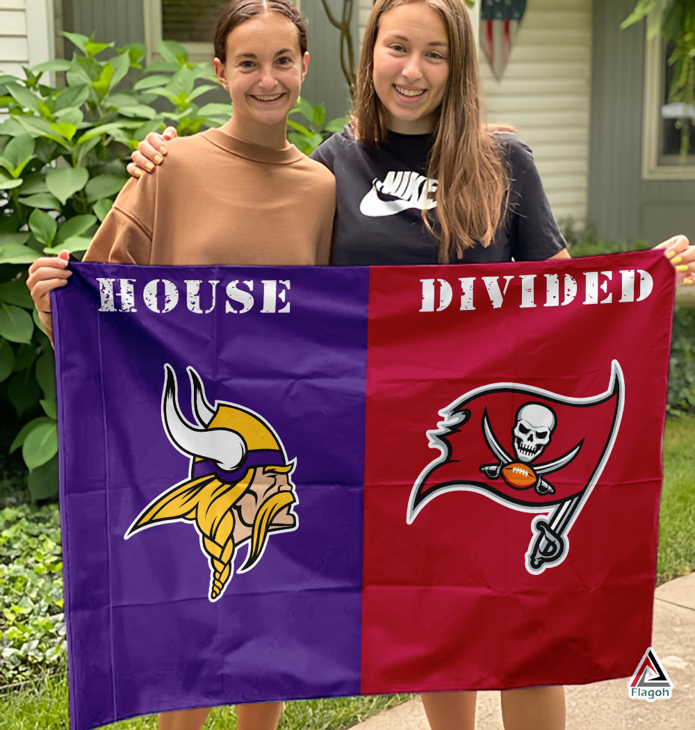 Vikings vs Buccaneers House Divided Flag, NFL House Divided Flag - Image 3