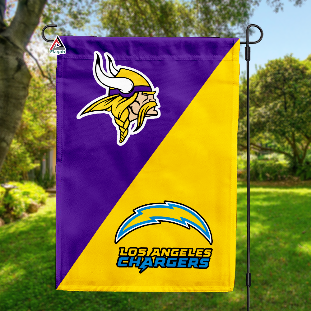 Vikings vs Chargers House Divided Flag, NFL House Divided Flag