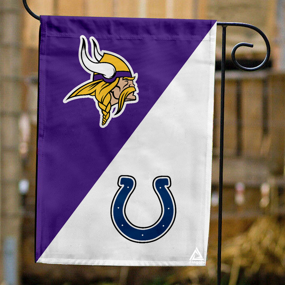 Vikings vs Colts House Divided Flag, NFL House Divided Flag