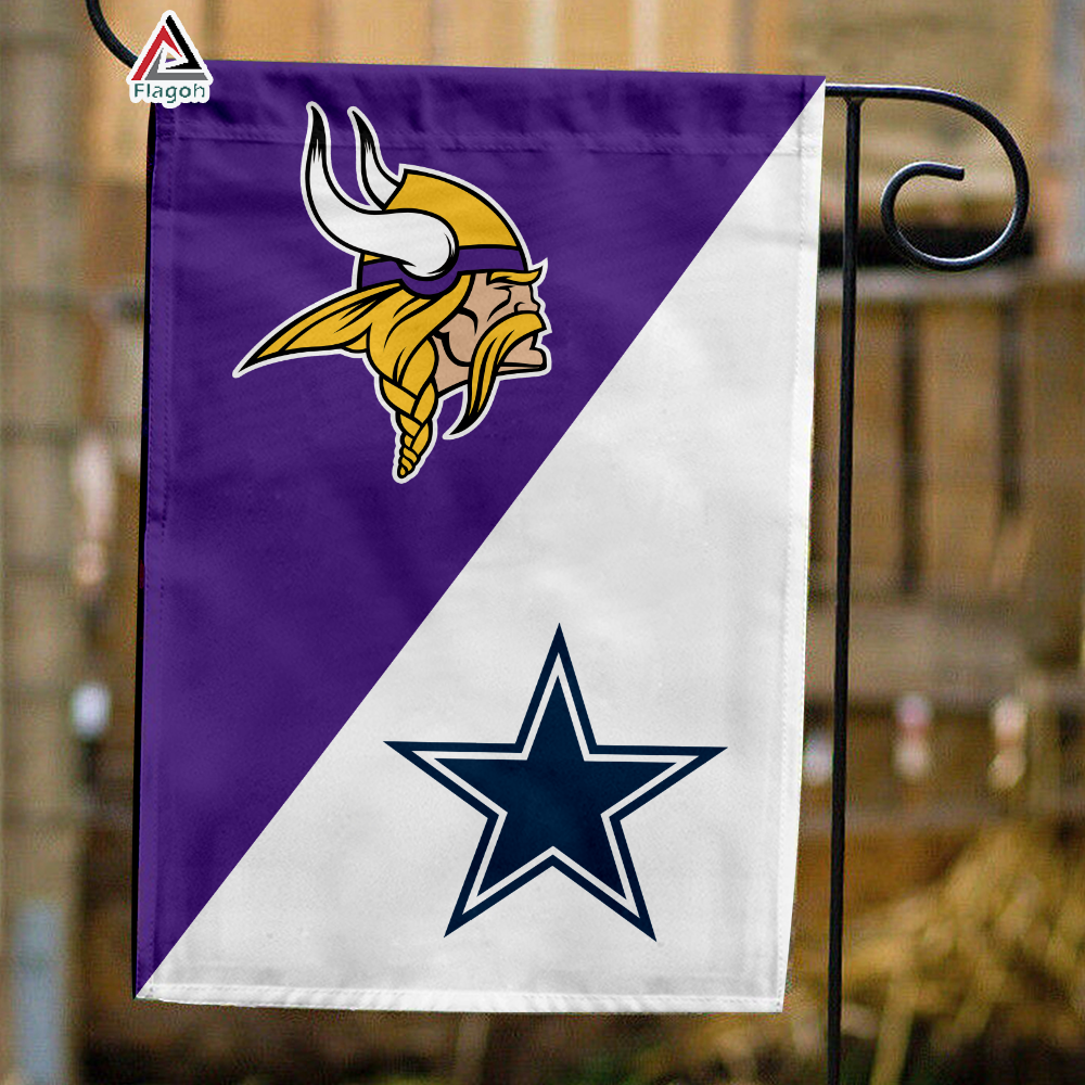 Vikings vs Cowboys House Divided Flag, NFL House Divided Flag