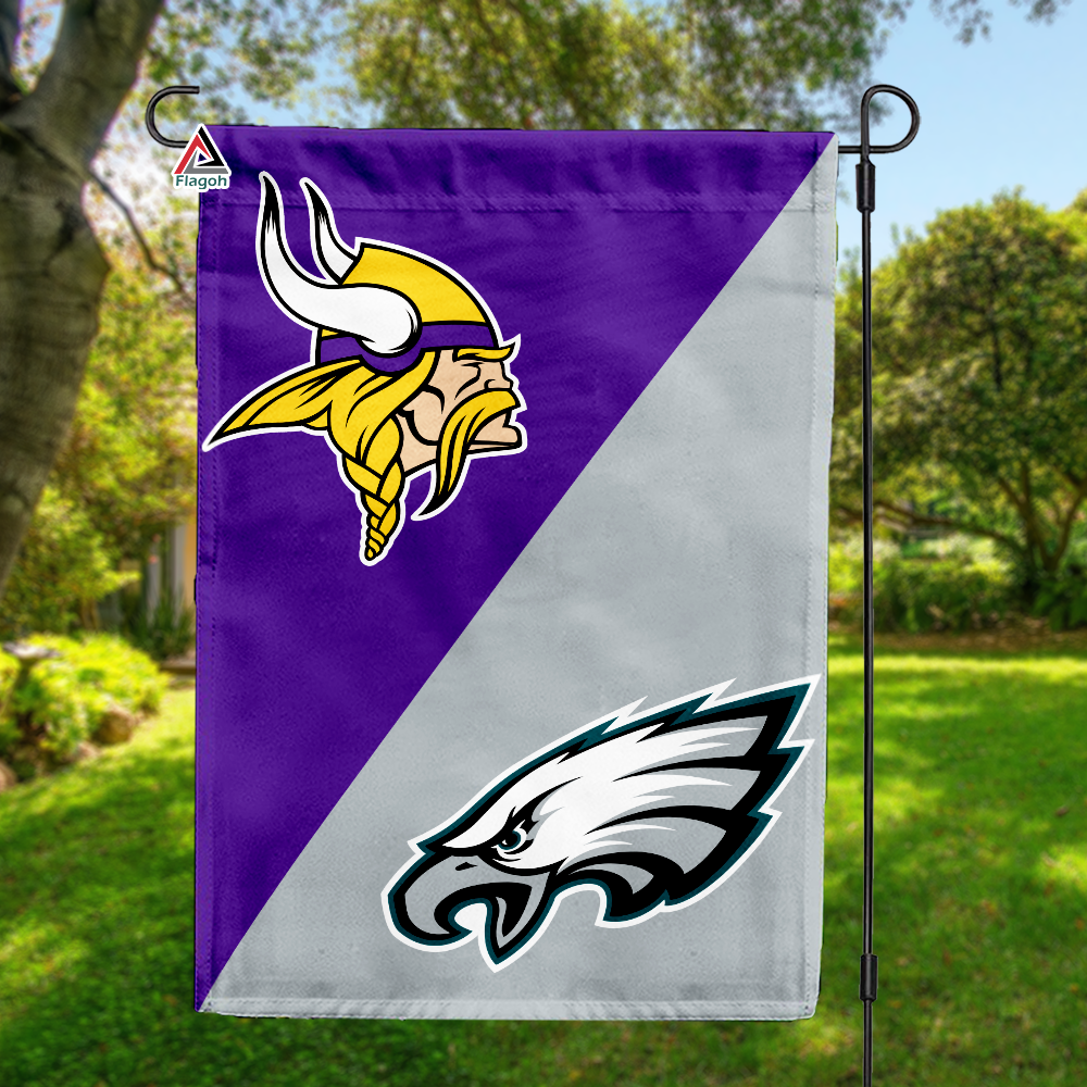 Vikings vs Eagles House Divided Flag, NFL House Divided Flag