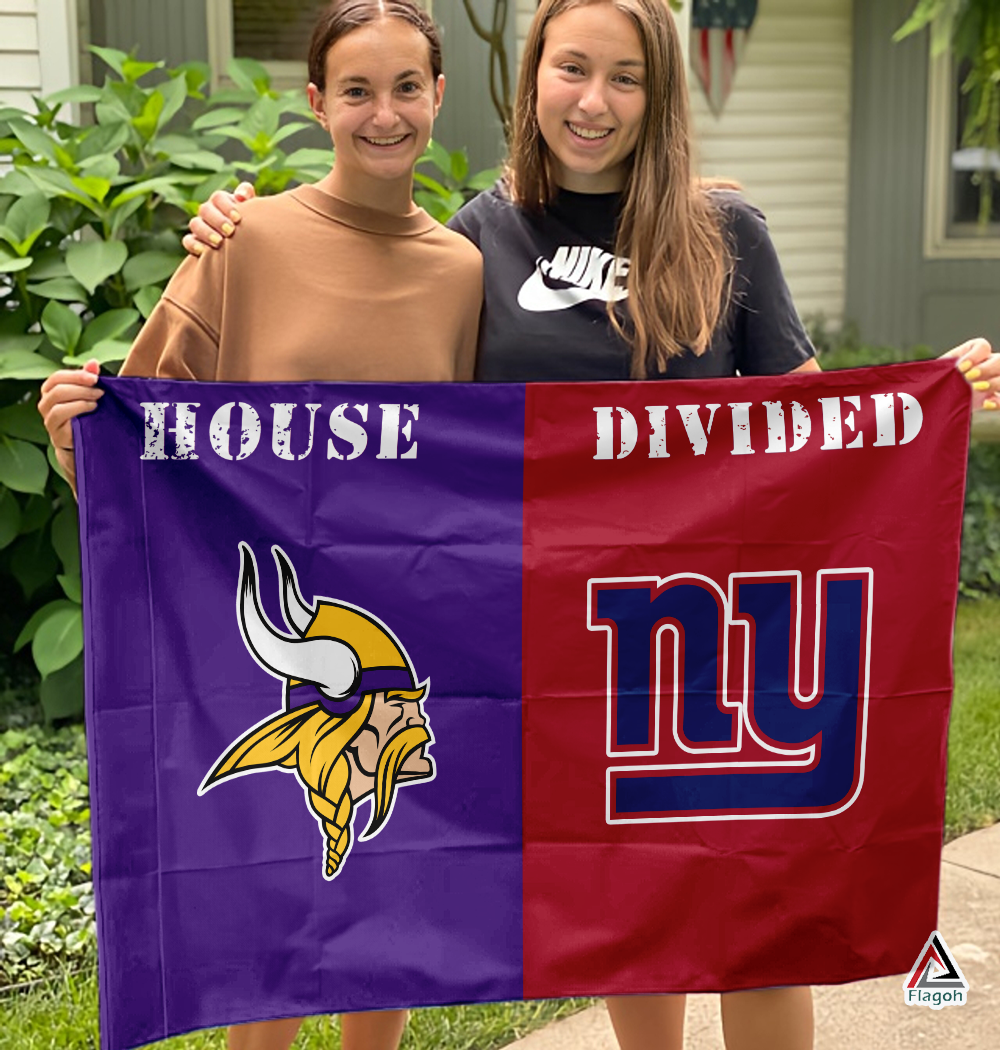 Vikings vs Giants House Divided Flag, NFL House Divided Flag - Image 3
