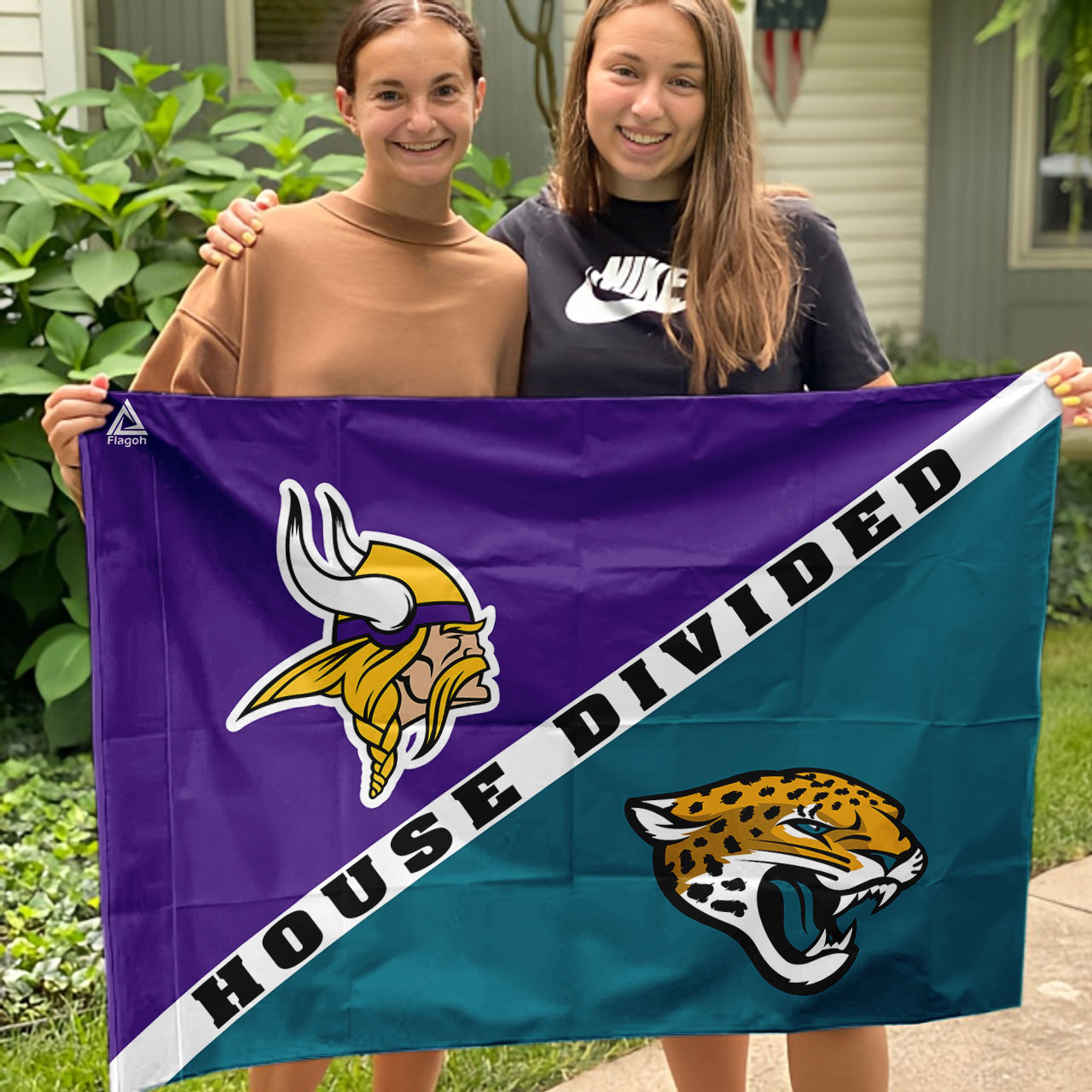 Vikings vs Jaguars House Divided Flag, NFL House Divided Flag - Image 3