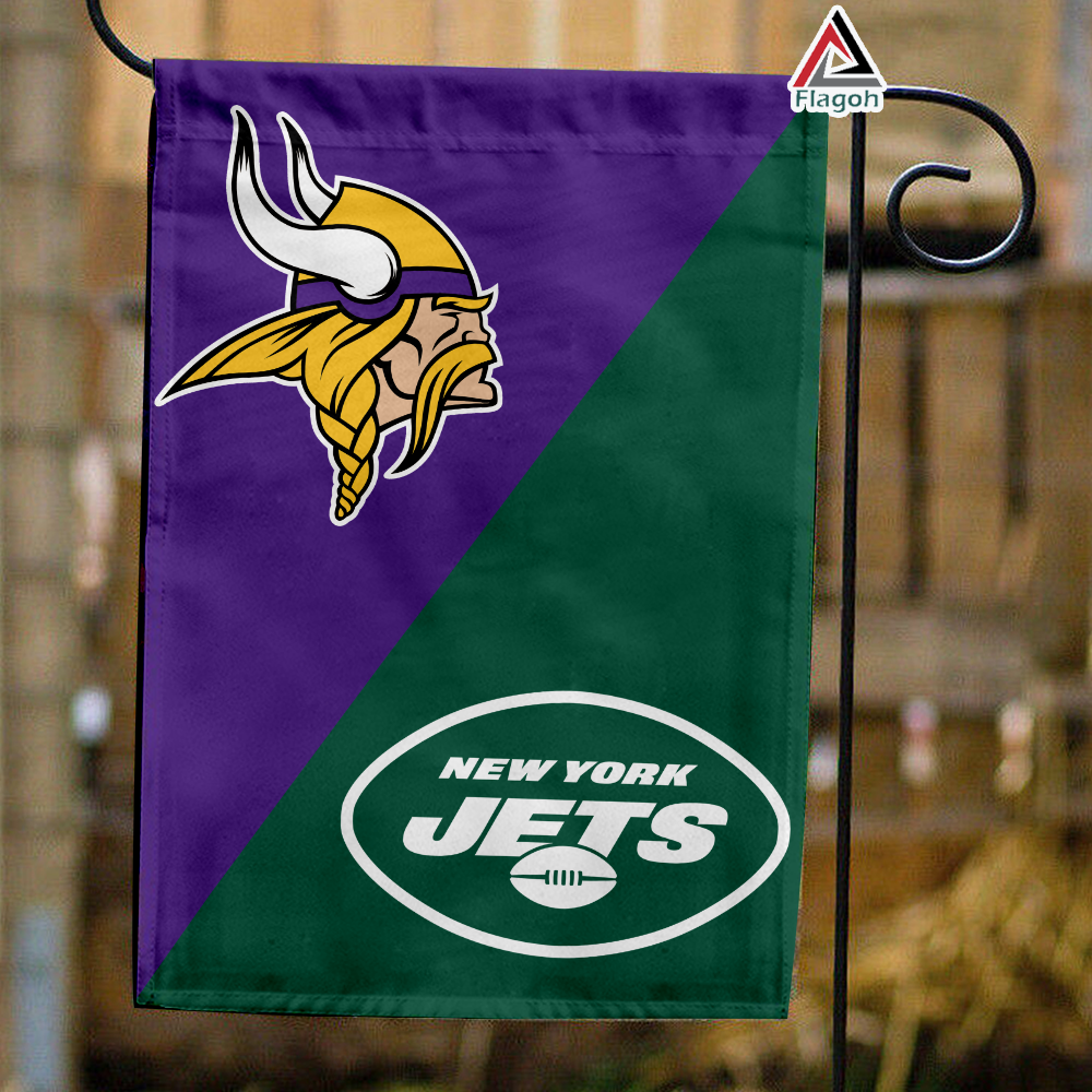 Vikings vs Jets House Divided Flag, NFL House Divided Flag