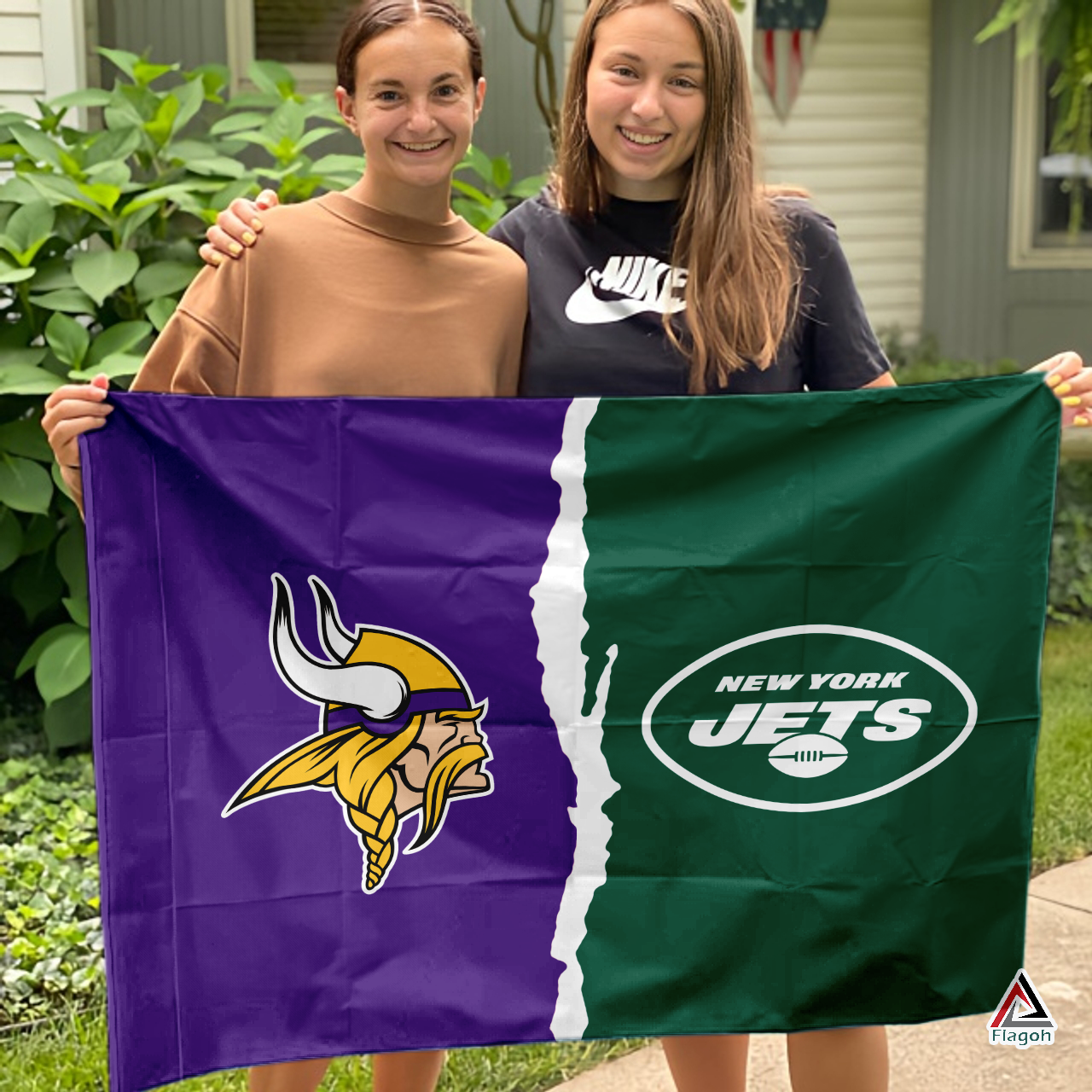 Vikings vs Jets House Divided Flag, NFL House Divided Flag - Image 3