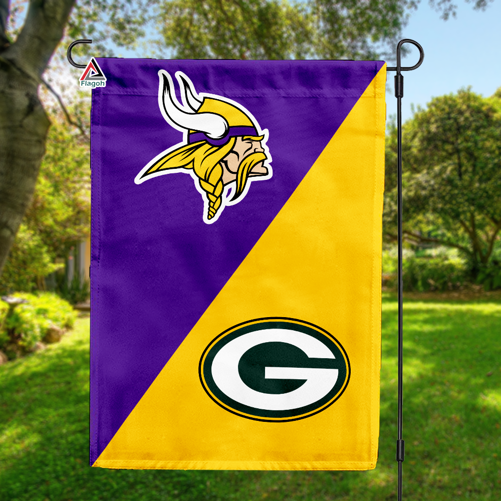 Vikings vs Packers House Divided Flag, NFL House Divided Flag