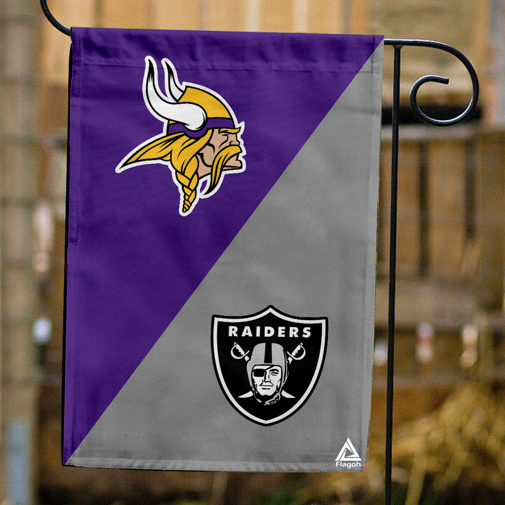 Vikings vs Raiders House Divided Flag, NFL House Divided Flag