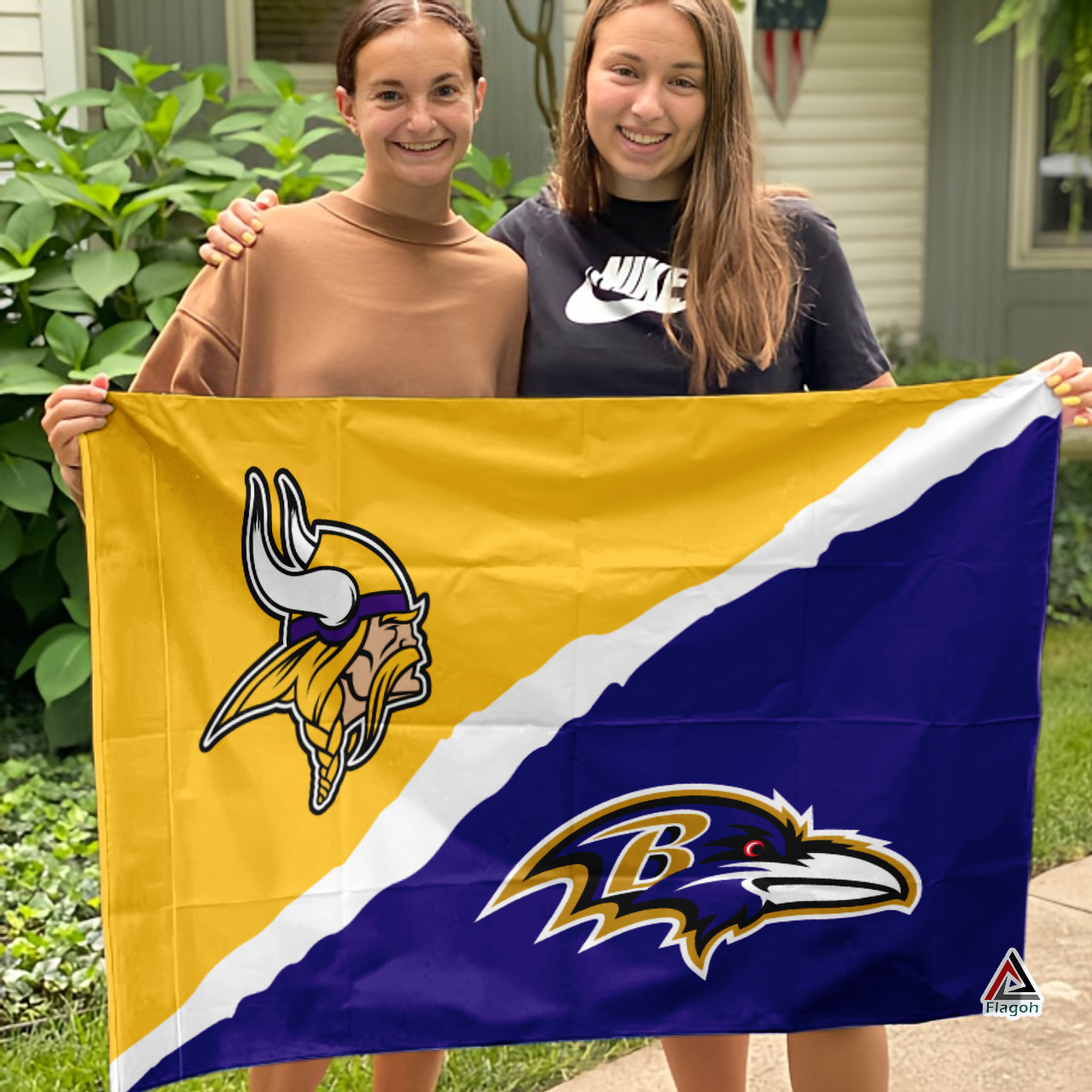 Vikings vs Ravens House Divided Flag, NFL House Divided Flag - Image 3
