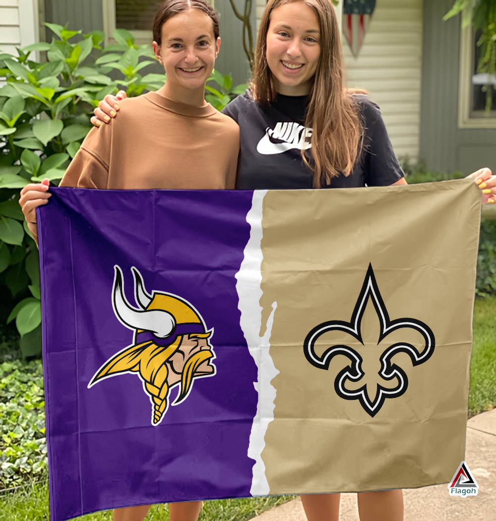 Vikings vs Saints House Divided Flag, NFL House Divided Flag - Image 3