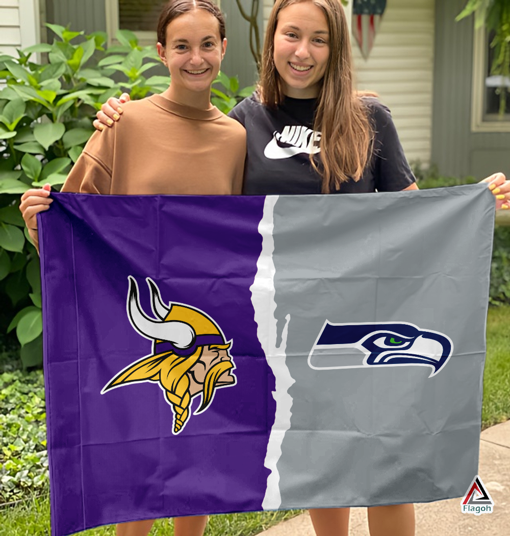 Vikings vs Seahawks House Divided Flag, NFL House Divided Flag - Image 3