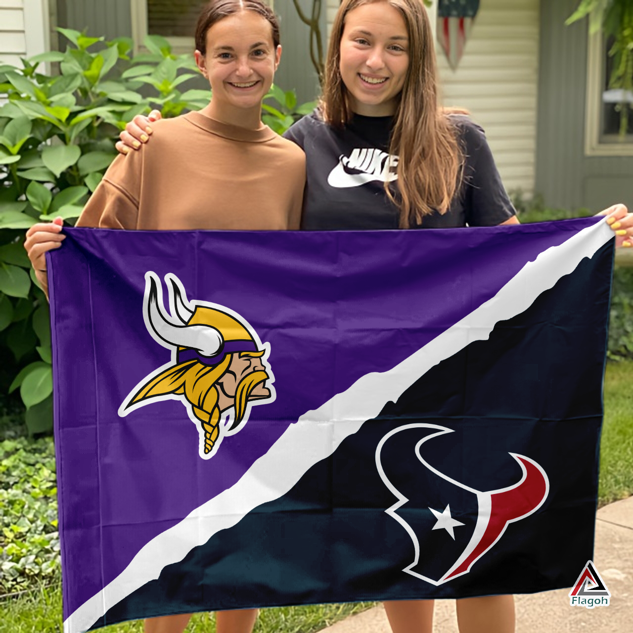 Vikings vs Texans House Divided Flag, NFL House Divided Flag - Image 3