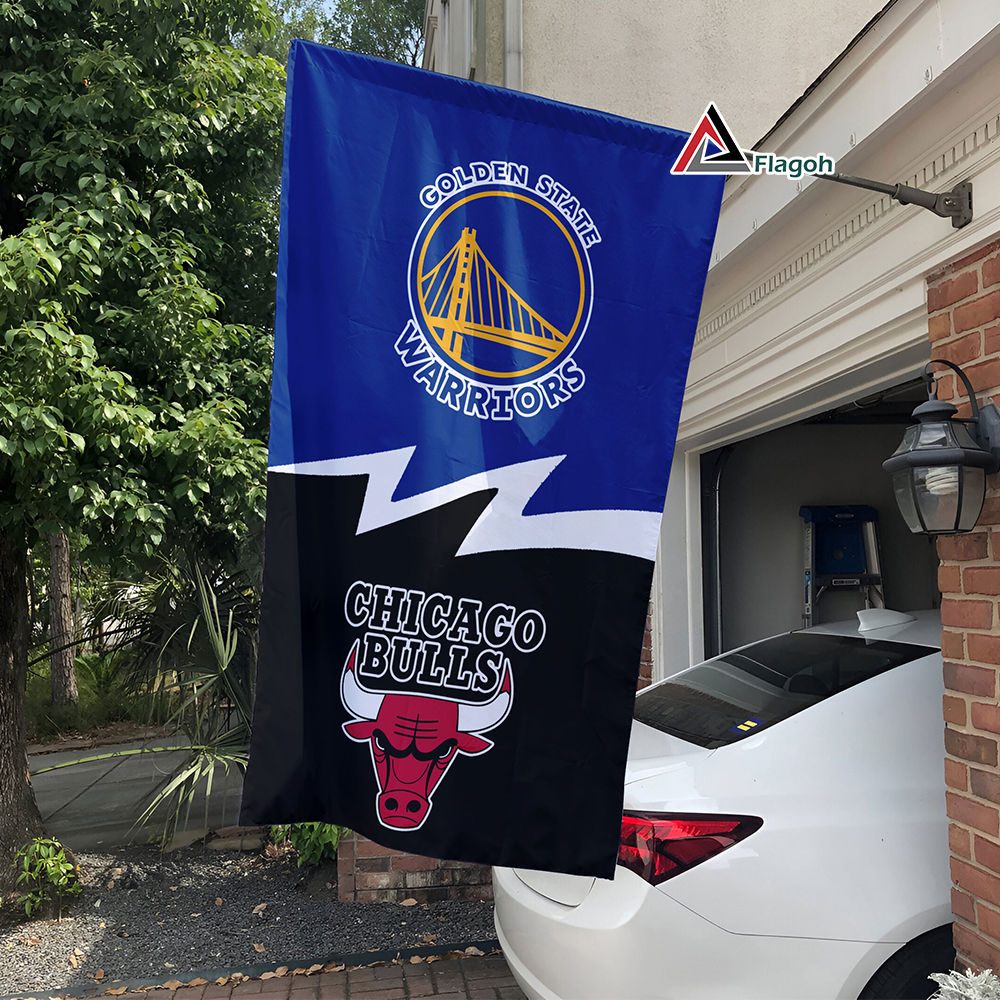 Warriors vs Bulls House Divided Flag, NBA House Divided Flag - Image 3