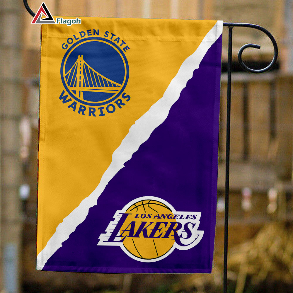 Warriors vs Lakers House Divided Flag, NBA House Divided Flag