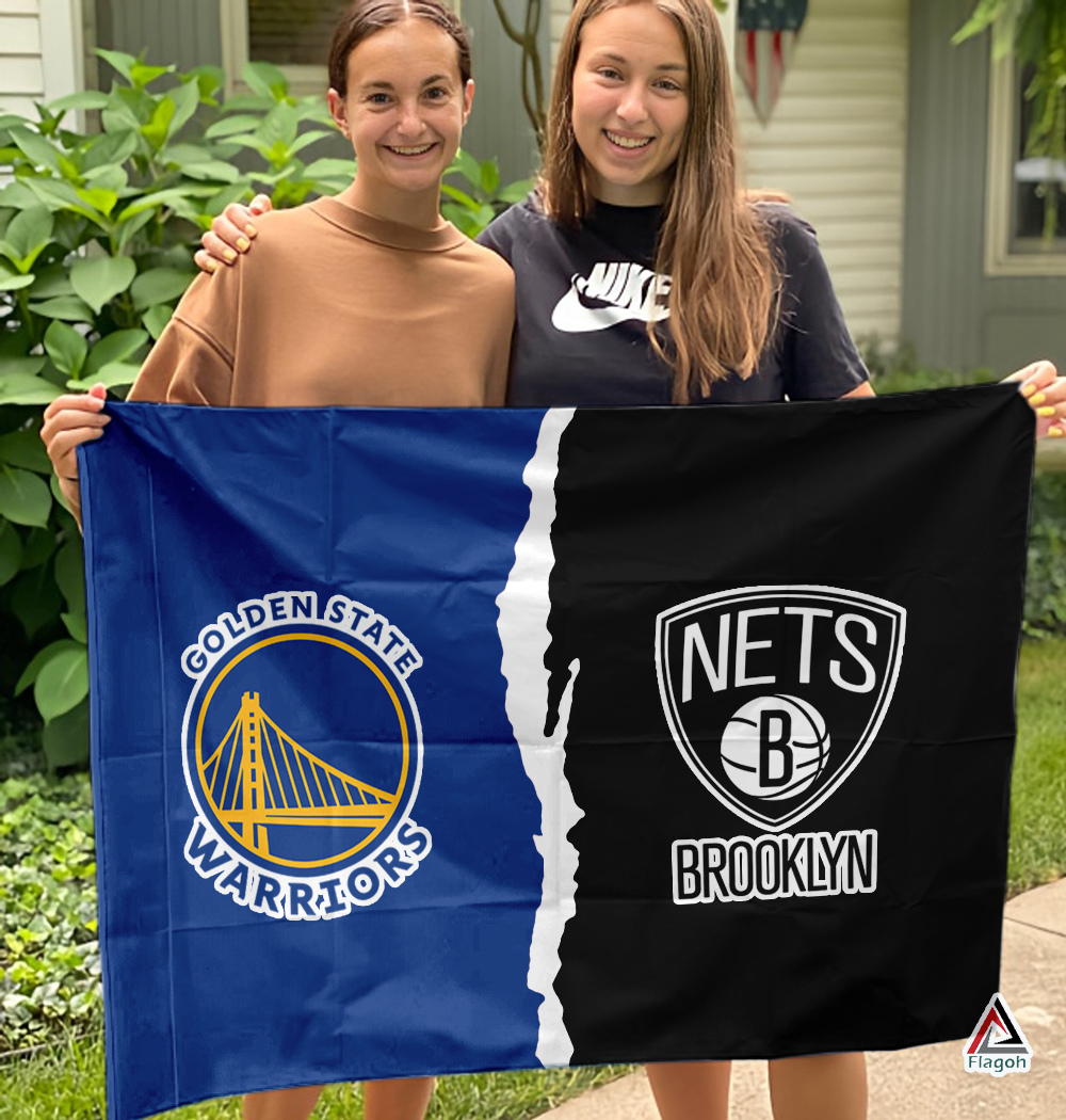 Warriors vs Nets House Divided Flag, NBA House Divided Flag - Image 3