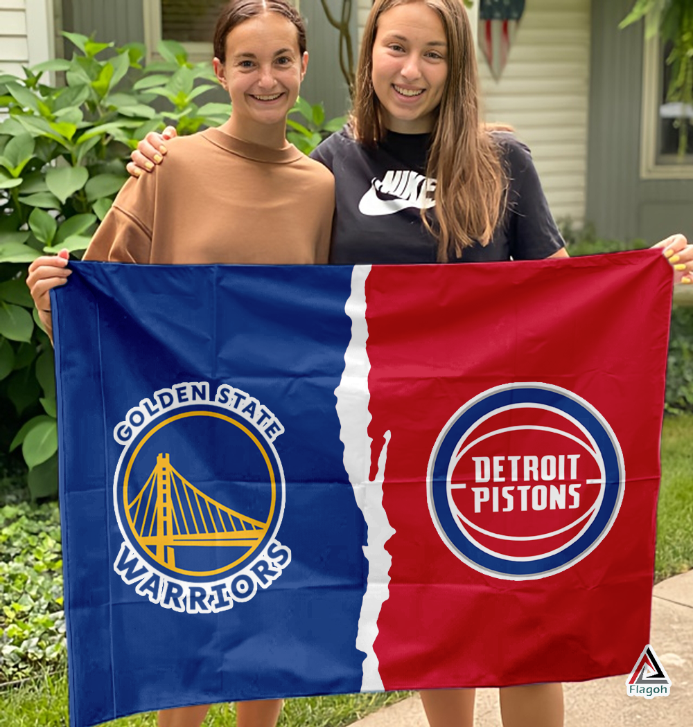 Warriors vs Pistons House Divided Flag, NBA House Divided Flag - Image 3