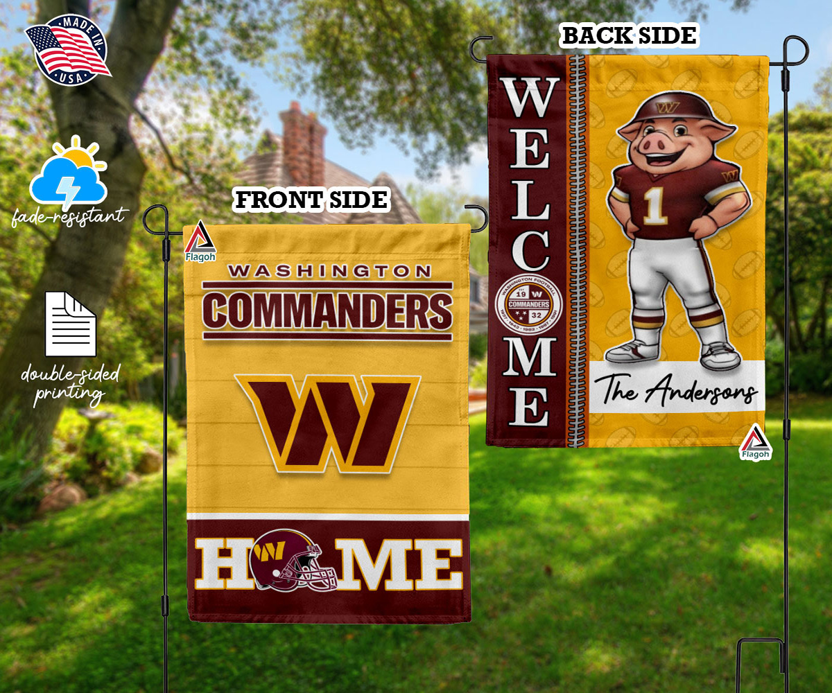Washington Commanders Football Flag, Major Tuddy Mascot Personalized Football Fan Welcome Flags, Custom Family Name NFL Decor - Image 9