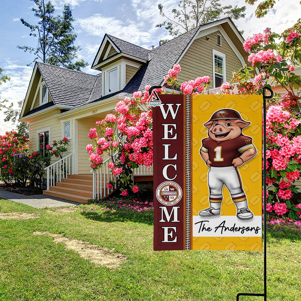 Washington Commanders Football Flag, Major Tuddy Mascot Personalized Football Fan Welcome Flags, Custom Family Name NFL Decor - Image 7