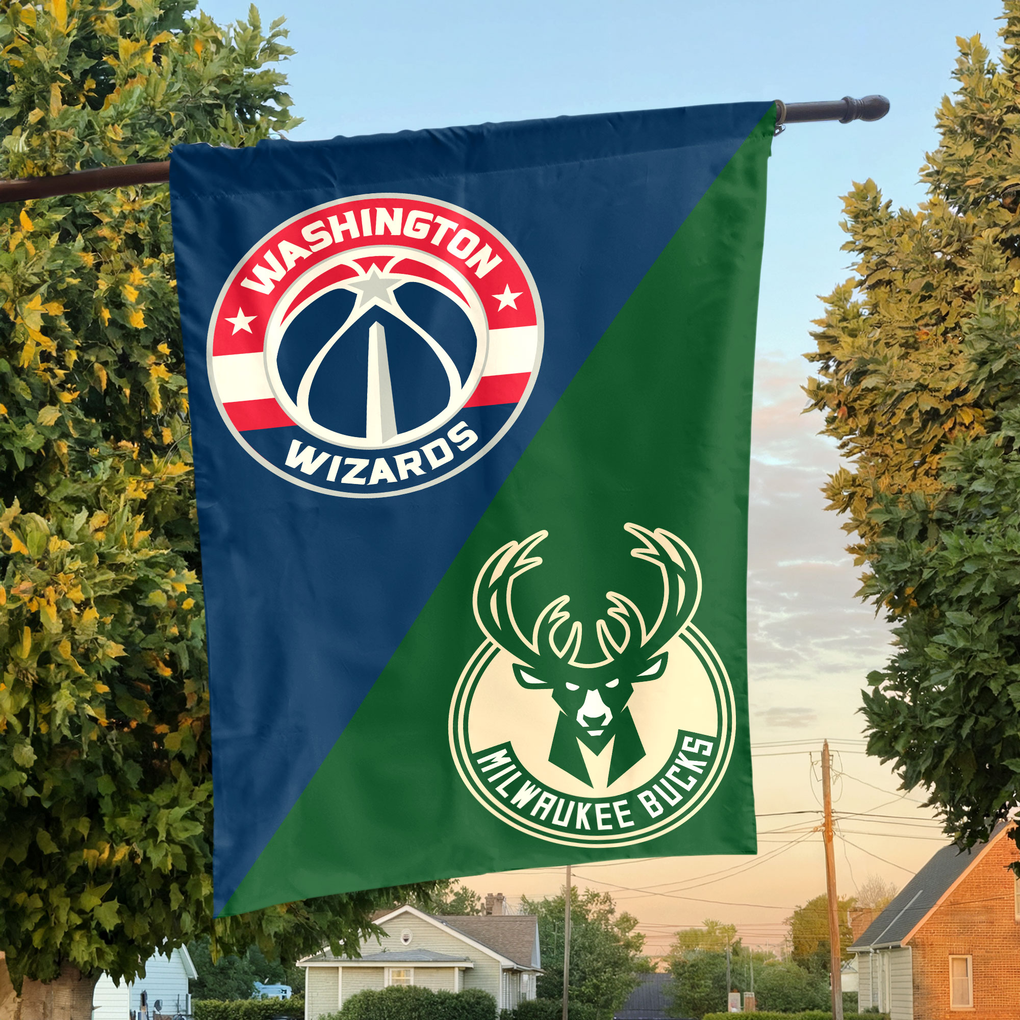 Washington vs Milwaukee House Divided Flag, NBA House Divided Flag