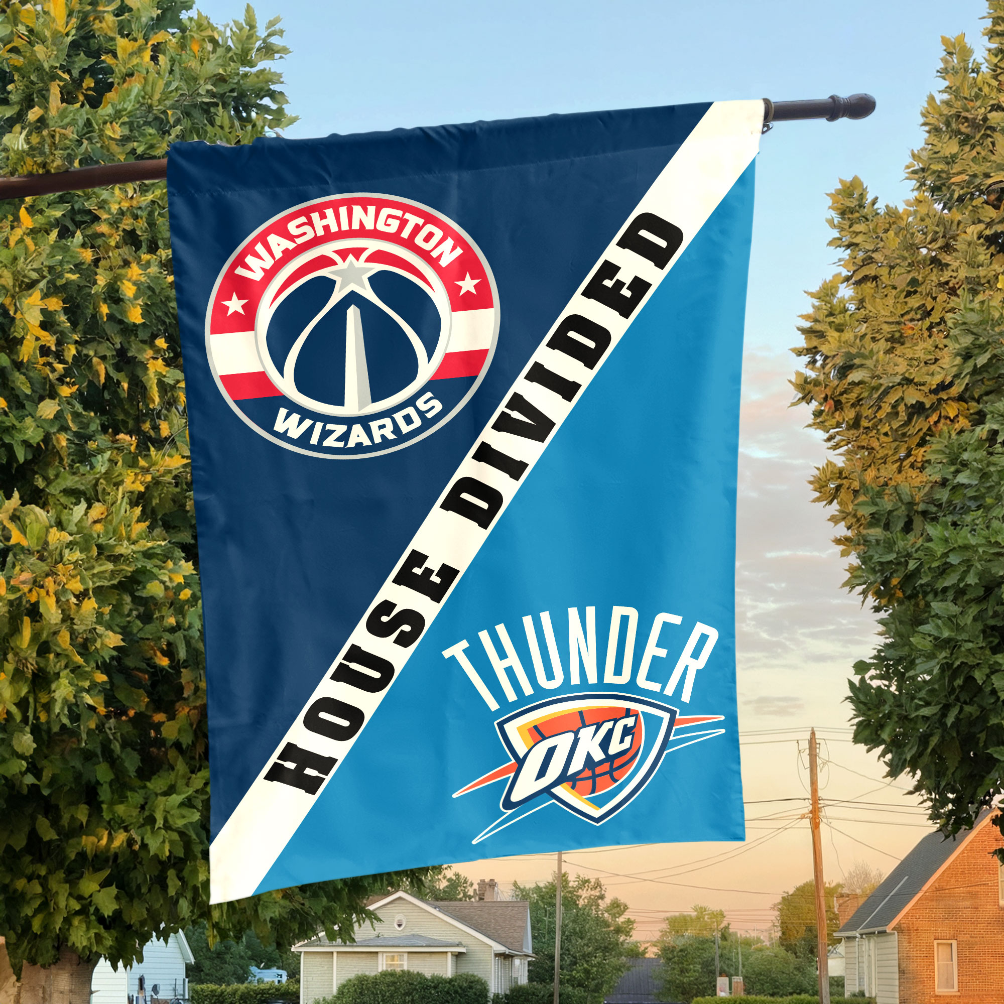 Washington vs Oklahoma City House Divided Flag, NBA House Divided Flag